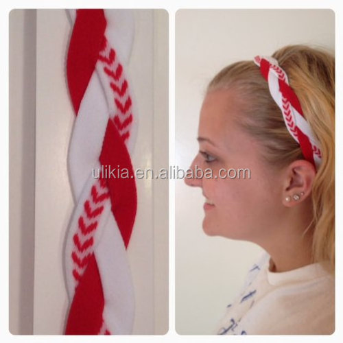 Custom Triple Braided Sports Baseball Softball Headband with NO SLIP GRIP