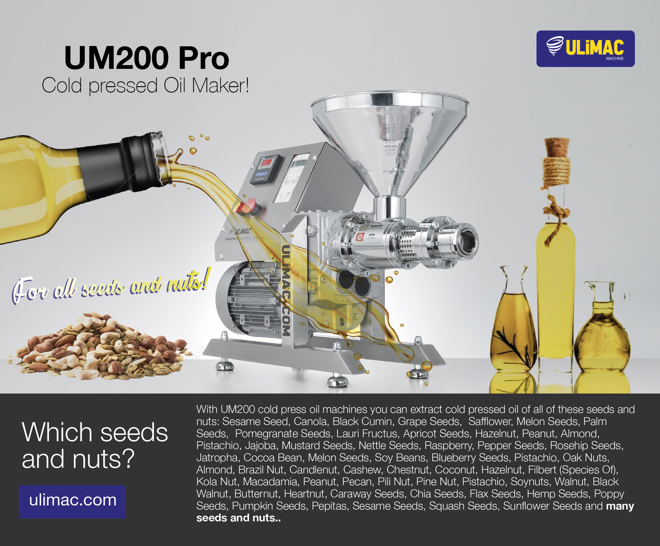 Hot Sale and Best Price Commercial Castor Oil Extraction with Cold Press Oil Machine UM200 Oil Presses