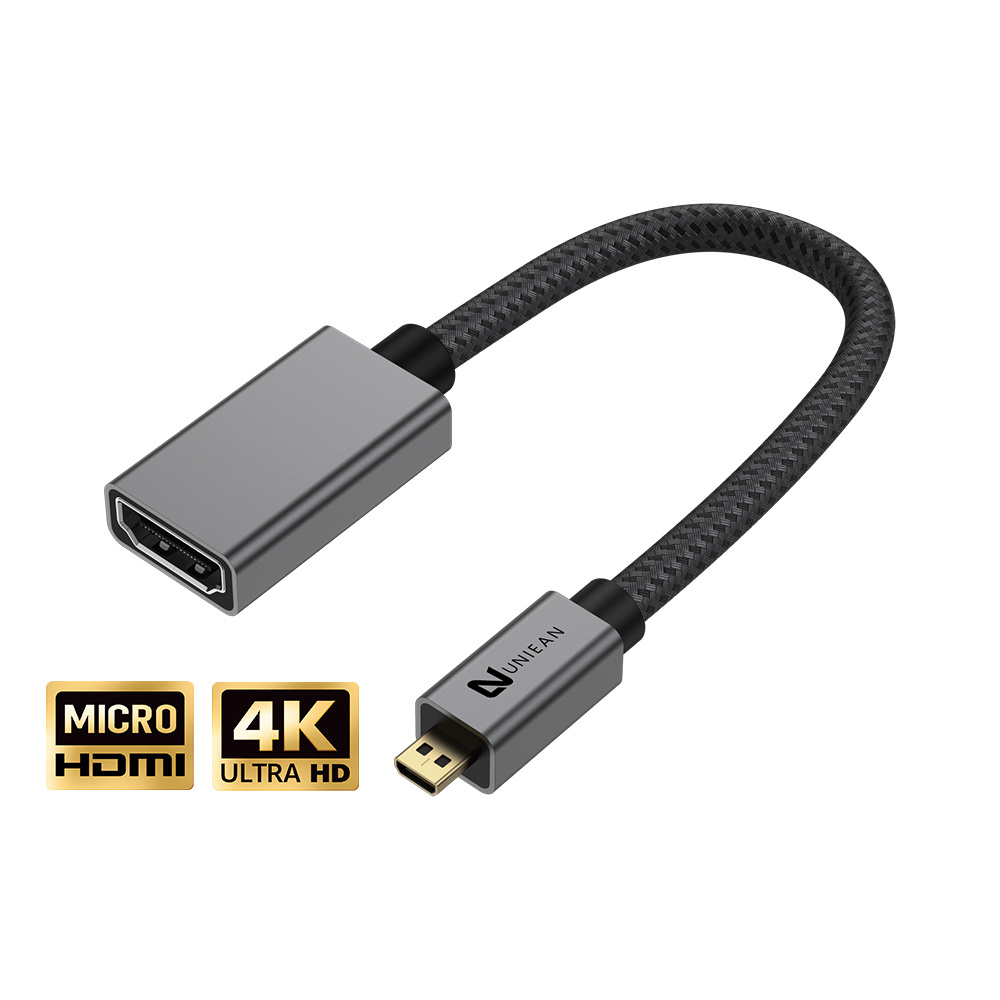 Micro HDMI to HDMI Female Cable 4K Micro HDMI Converter for Digital Cameras Cell Phone HD TV Connection