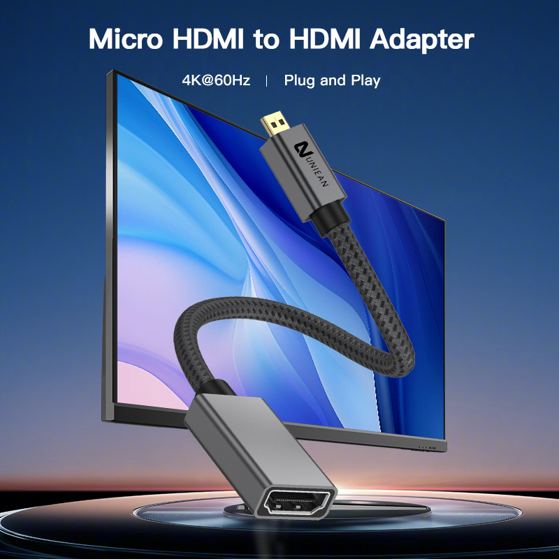 Micro HDMI to HDMI Female Cable 4K Micro HDMI Converter for Digital Cameras Cell Phone HD TV Connection