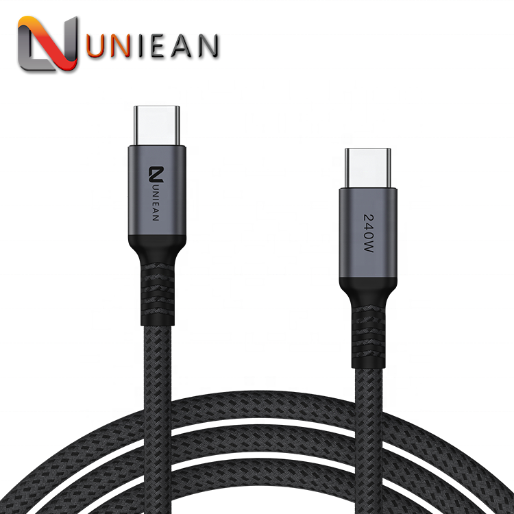 Super Fast Charge Nylon Braided 480Mbps PD 240W 48V 5A Cable 2.0 USB Male to Male Type C Cable