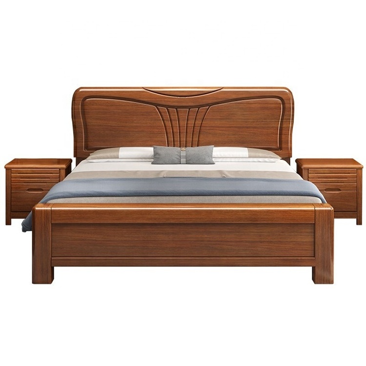 Classic Modern Solid Wood King Size 1.8m Platform Wooden  bedroom ste Single Bed Frame