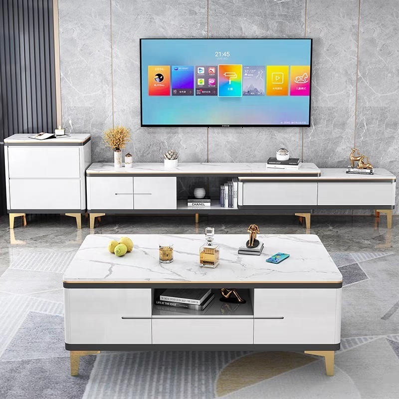 Factory Wholesale Price Modern Living Room Furniture Fashionable TV Stand and Coffee Table Set