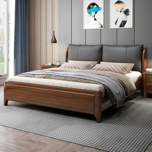 Classic Modern Solid Wood King Size 1.8m Platform Wooden  bedroom ste Single Bed Frame