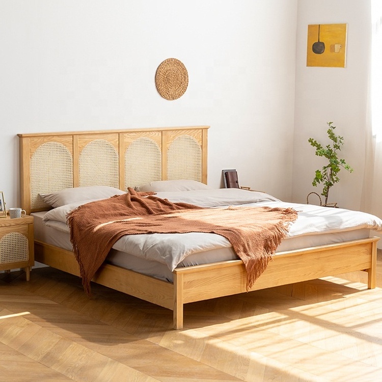 Classic Modern Solid Wood King Size 1.8m Platform Wooden  bedroom ste Single Bed Frame