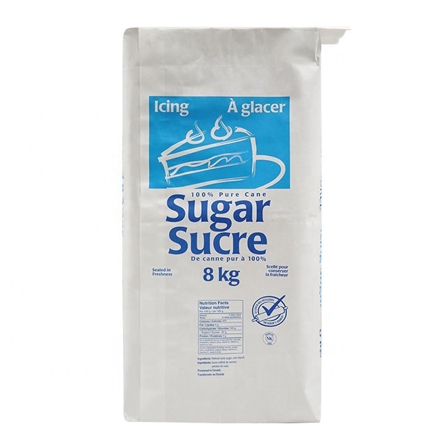 empty wholesale 8kg sugar packaging bag pasted Kraft sugar paper bag with valve