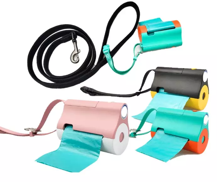 factory dog poop bag holder leash strap best pet supplies case dog poop waste bags holder with led flashlight