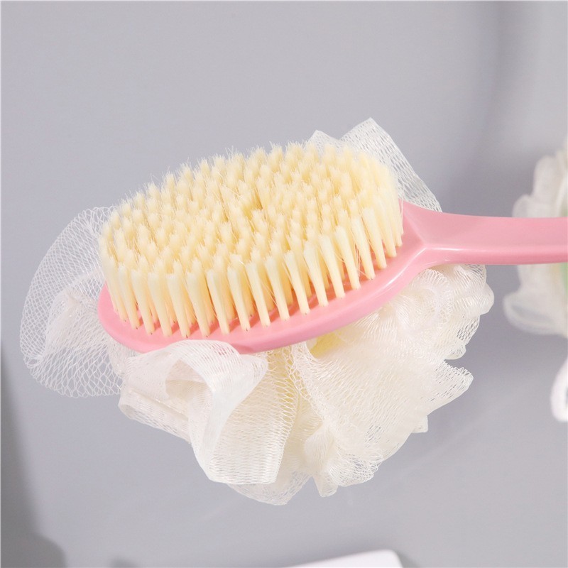 Body Brush Cleaning Back Shower Scrubber Bath Brush with Sponge Exfoliating Dry Skin Massager