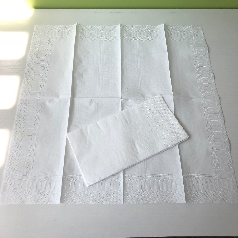 Hot selling Soft Airlaid  43CM Virgin White Paper Napkins for US Restaurant or Home Use 1/8 Fold