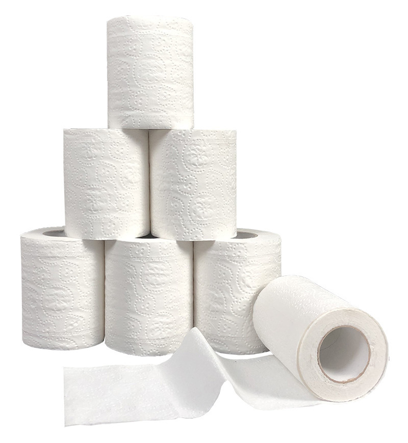 Customized 1-3 Ply Soft Toilet Tissue Paper 10 Rolls Printed Embossed Toilet Paper Hotel Wholesale White