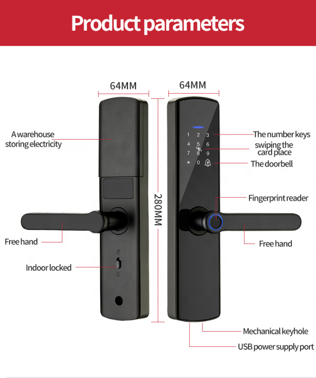 cerraduras digitales biometric fingerprint  door handle smart gate lock wifi tuya