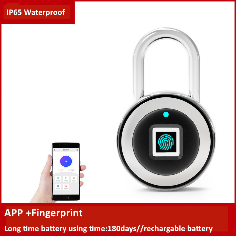 smart lock fingerprint waterproof ip65 padlock bag luggage zipper lock