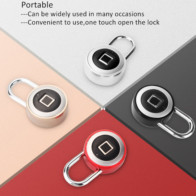 smart lock fingerprint waterproof ip65 padlock bag luggage zipper lock