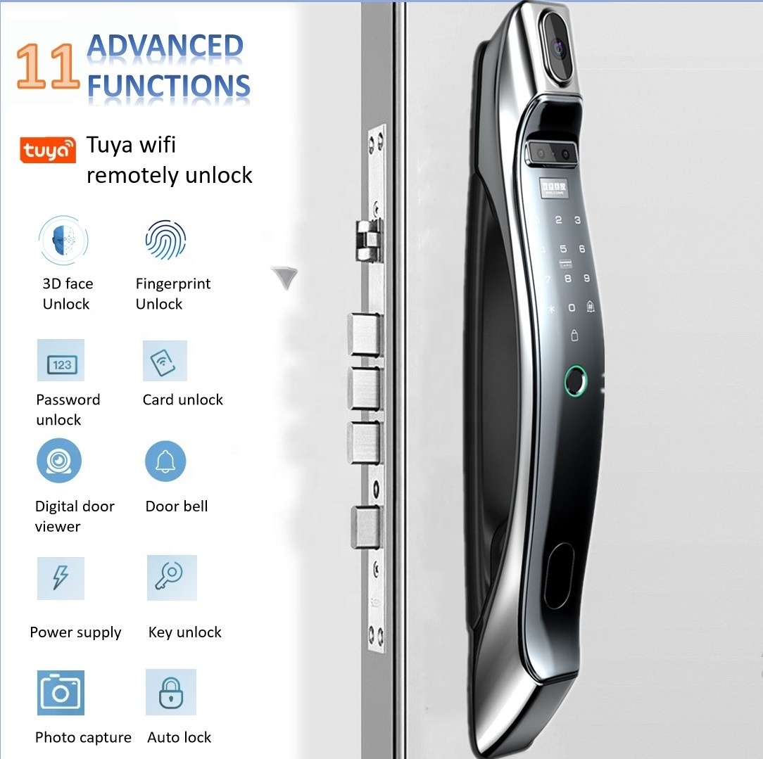 tuya wifi face recognition smart digital fingerprint wireless access automatic combination door smart lock camera