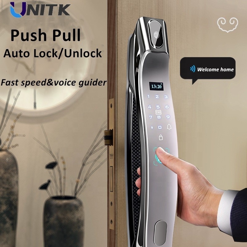 UNITK Intercom Smart TUYA APP fingerprint gate lock with inside camera digital door viewer