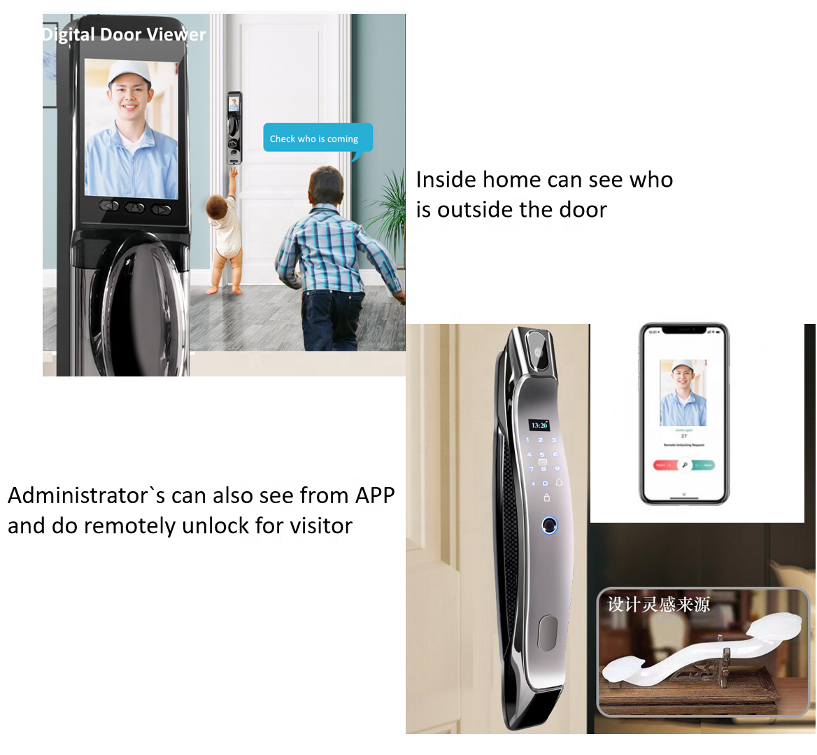 Intelligent smart lock pro model tuya smart inside camera door lock for front doors