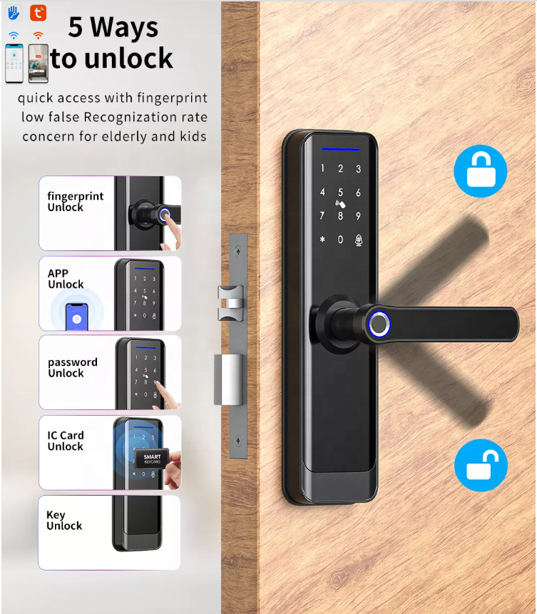 UNITK Smart Airbnb tuya wifi smartlock tt lock app fingerprint smart door lock