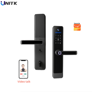 UNITK smart door handle lock ble password keyless  fingerprint digital safe door lock for home