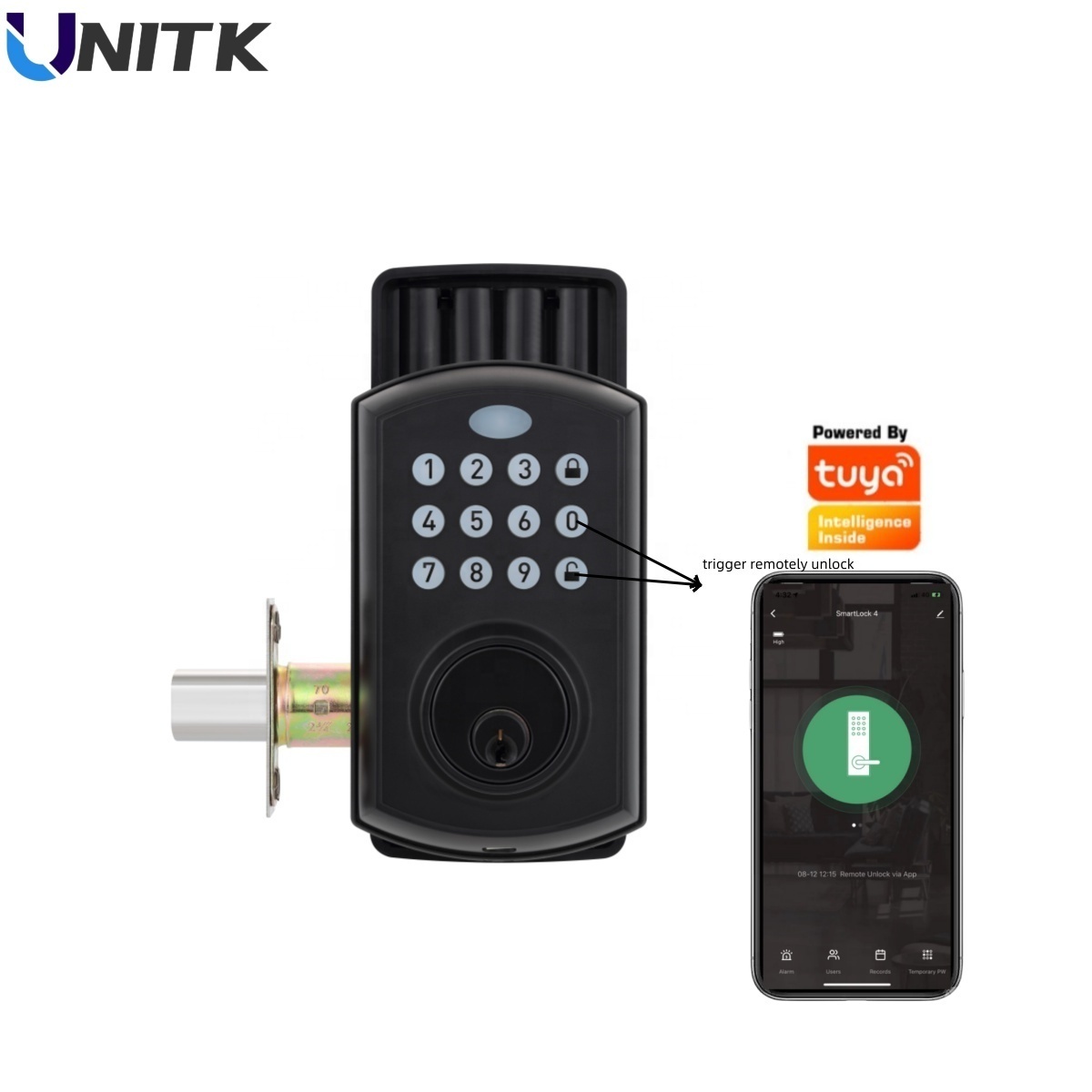 UNITK wifi Automatic Smart Deadbolt Door Lock with Tuya Smart Life APP