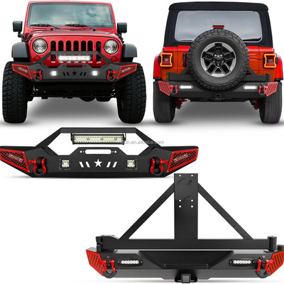 Factory Price OEM Front & Rear Bumper with Spare Tire Carrier fit 2007-2018 Jeep Wrangler JK JKU with Winch Plate Hitch Receiver