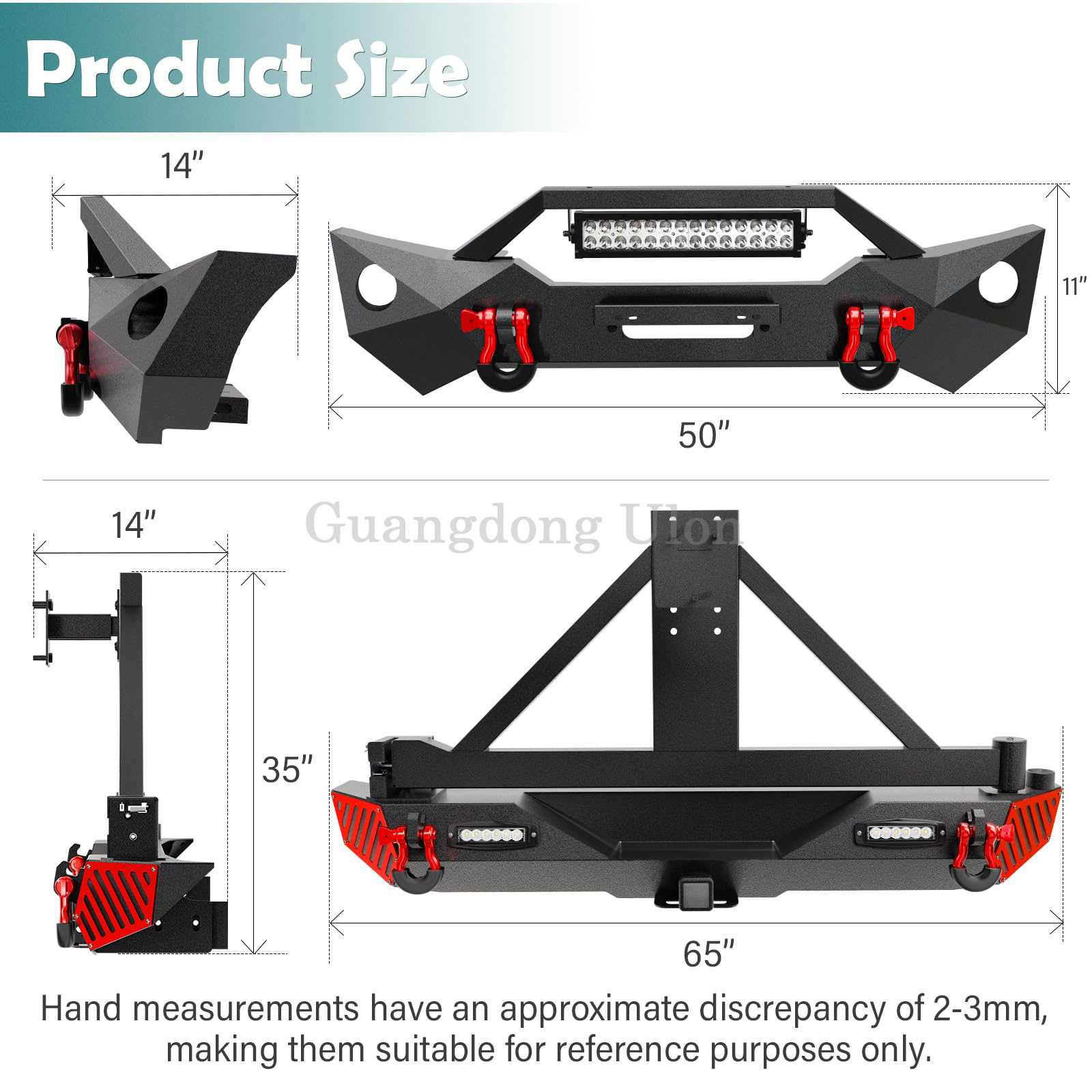 Factory Price Front & Rear Bumper with Tire Carrier Compatible for 2007-2018 Jeep Wrangler JK JKU w/Paintable Armor, Winch Plate