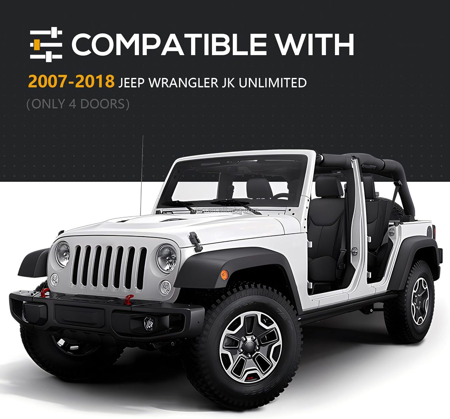 JK Tube Doors Half Door Fit 2007-2018 Jeep Wrangler JK JKU Unlimited 4-Door, Offroad Trail Adventure  (4 Pcs, Front & Rear Door)