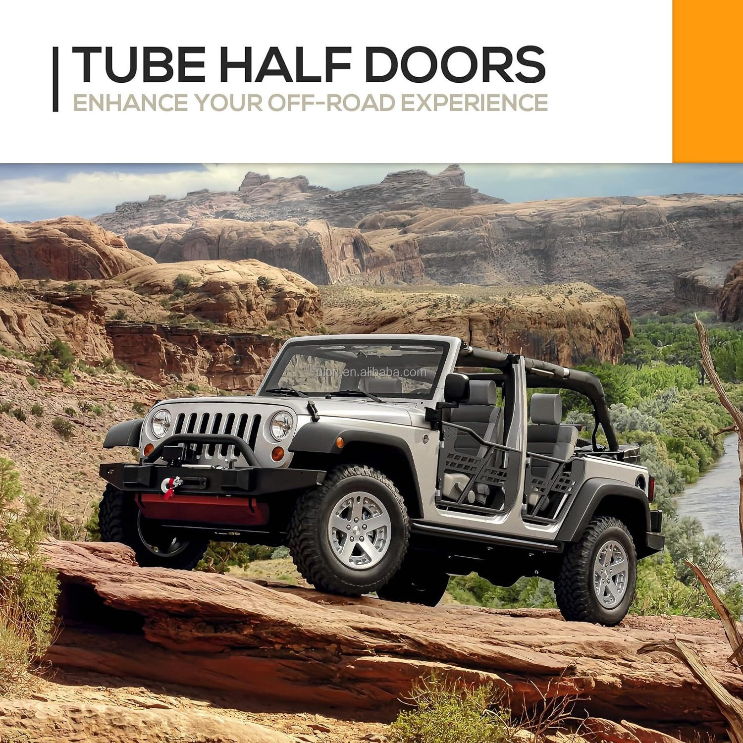 JK Tube Doors Half Door Fit 2007-2018 Jeep Wrangler JK JKU Unlimited 4-Door, Offroad Trail Adventure  (4 Pcs, Front & Rear Door)