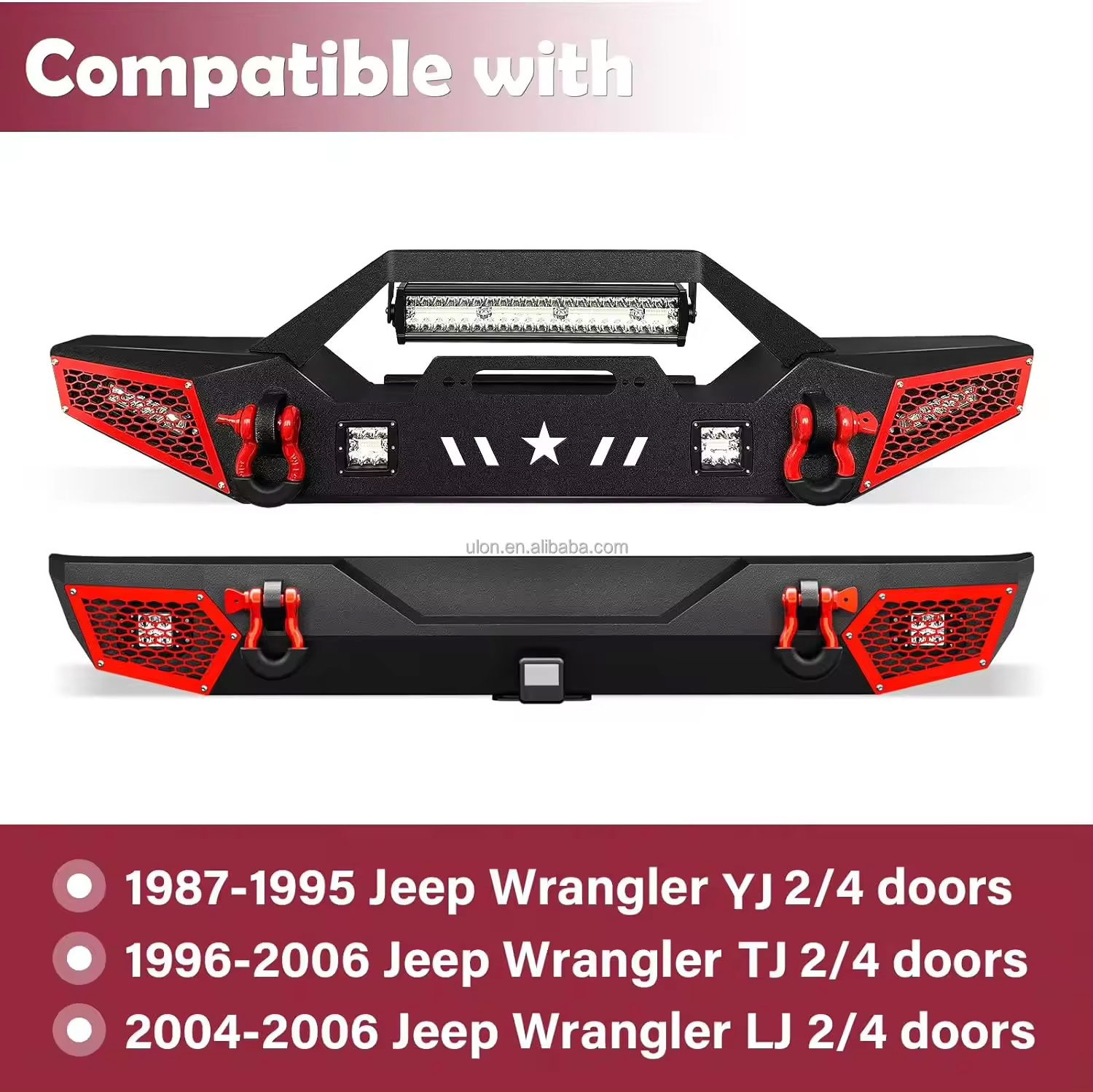 Factory Price OEM Front and Rear Bumper fit 1987-2006 Jeep Wrangler YJ TJ LJ Bumpers Built-in Winch Plate And Hitch Receiver