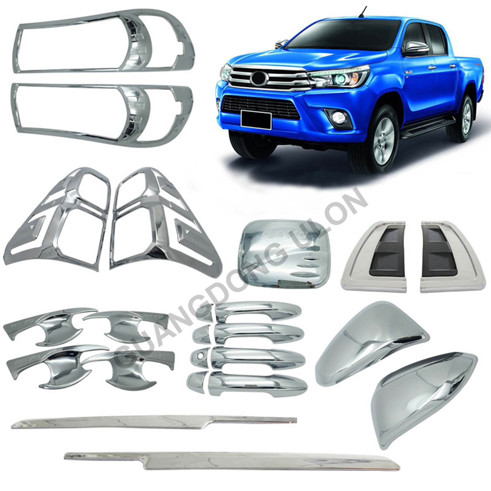 Factory Price Exterior Molding Trim ABS Chrome Refit Accessories Upgrade Body Kit for Toyota Hilux REVO 2015-2020