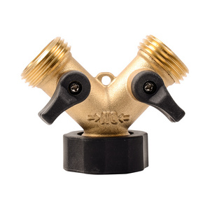 Garden 2 Way Y Valve Connectors Brass Hose Splitter Water Outdoor Garden Hose Adapter Pressure Regulator