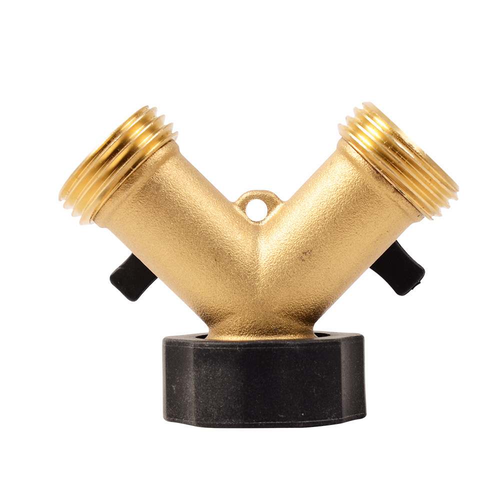 Garden 2 Way Y Valve Connectors Brass Hose Splitter Water Outdoor Garden Hose Adapter Pressure Regulator