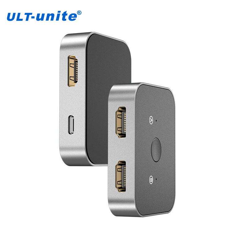 ULT-unite HDMI Splitter Switch 2x1 2 Port 2 In 1 Out HDMI 2.0 8K 60Hz Bi-Directional Switch USB C Hub Docking Station