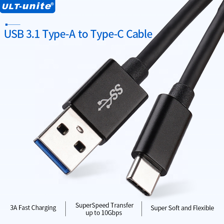 ULT-unite Soft and Flexible USB A to USB C Cable Data Sync Fast Charge 3A USB to Type C Mobile Phone Cable