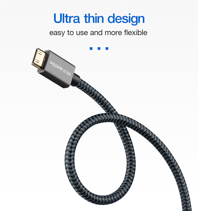 ULT-unite Mini HDMI Cable 4K 60Hz 1.2m 2m 3m Male to Male Mini HDMI to HDMI Cable