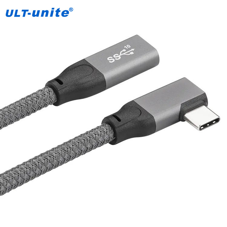 ULT-unite OEM ODM 90 Degrees Right Angle USB Type C Extension Cable