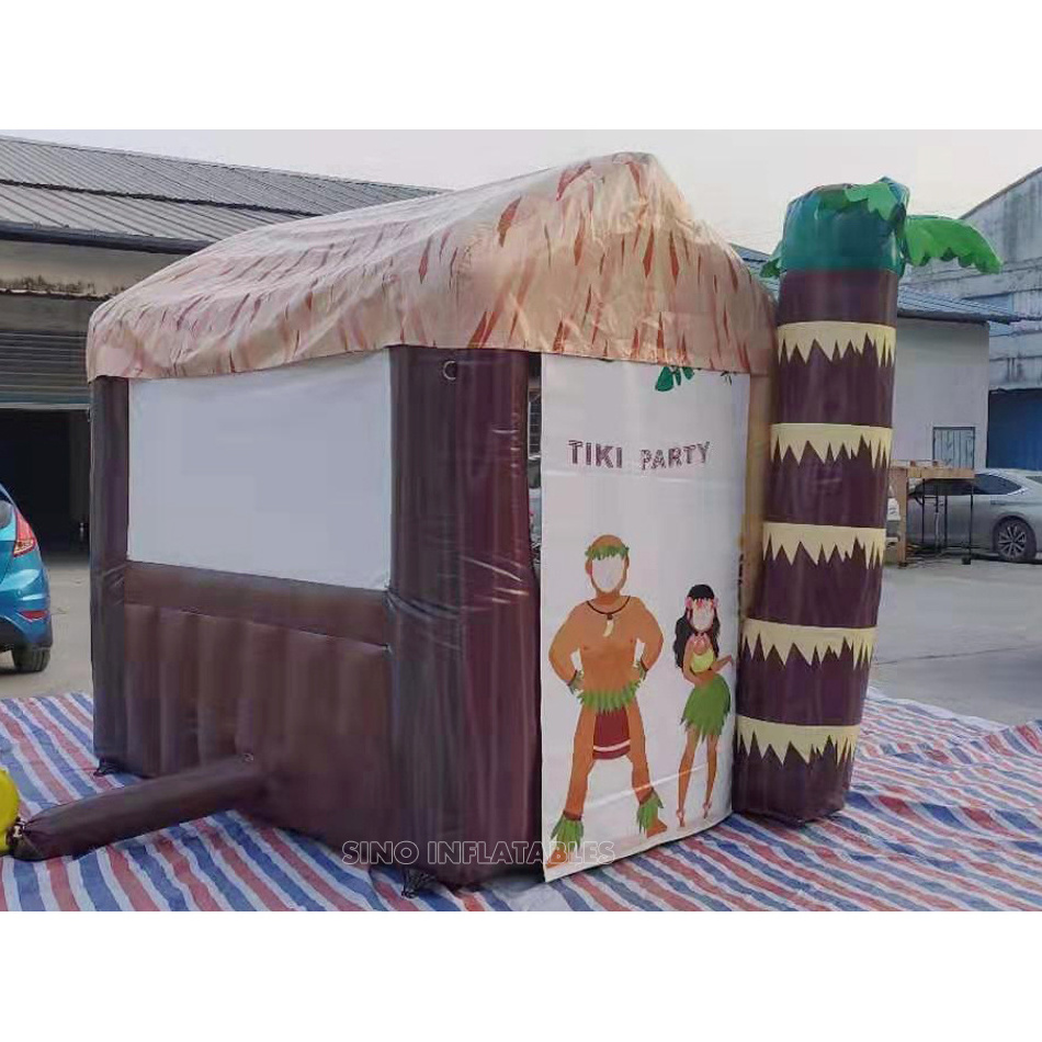 Outdoor promotion small inflatable tiki hut bar with digital printing for advertising or events from China inflatable factory