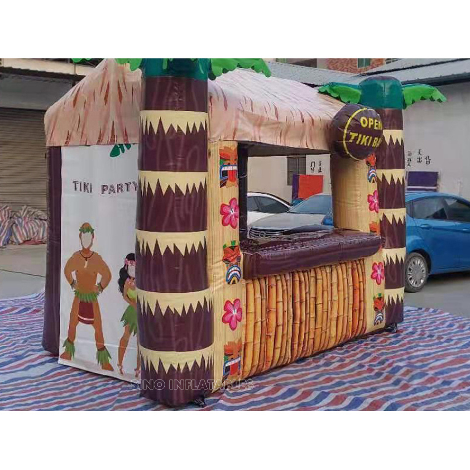 Outdoor promotion small inflatable tiki hut bar with digital printing for advertising or events from China inflatable factory