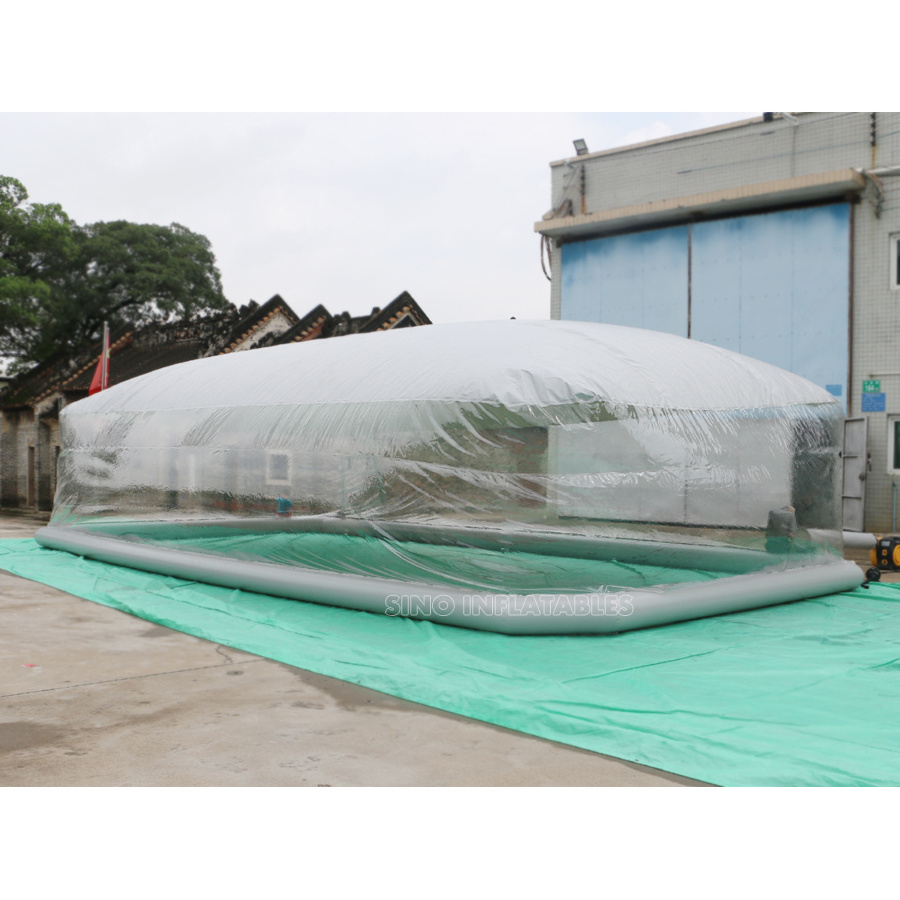 Outdoor complete transparent rectangular blow up inflatable pool cover from China inflatable pool dome manufacturer