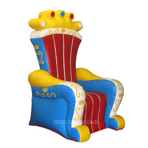 2x2m kids royal inflatable throne chair with king N queen theme for children parties and events