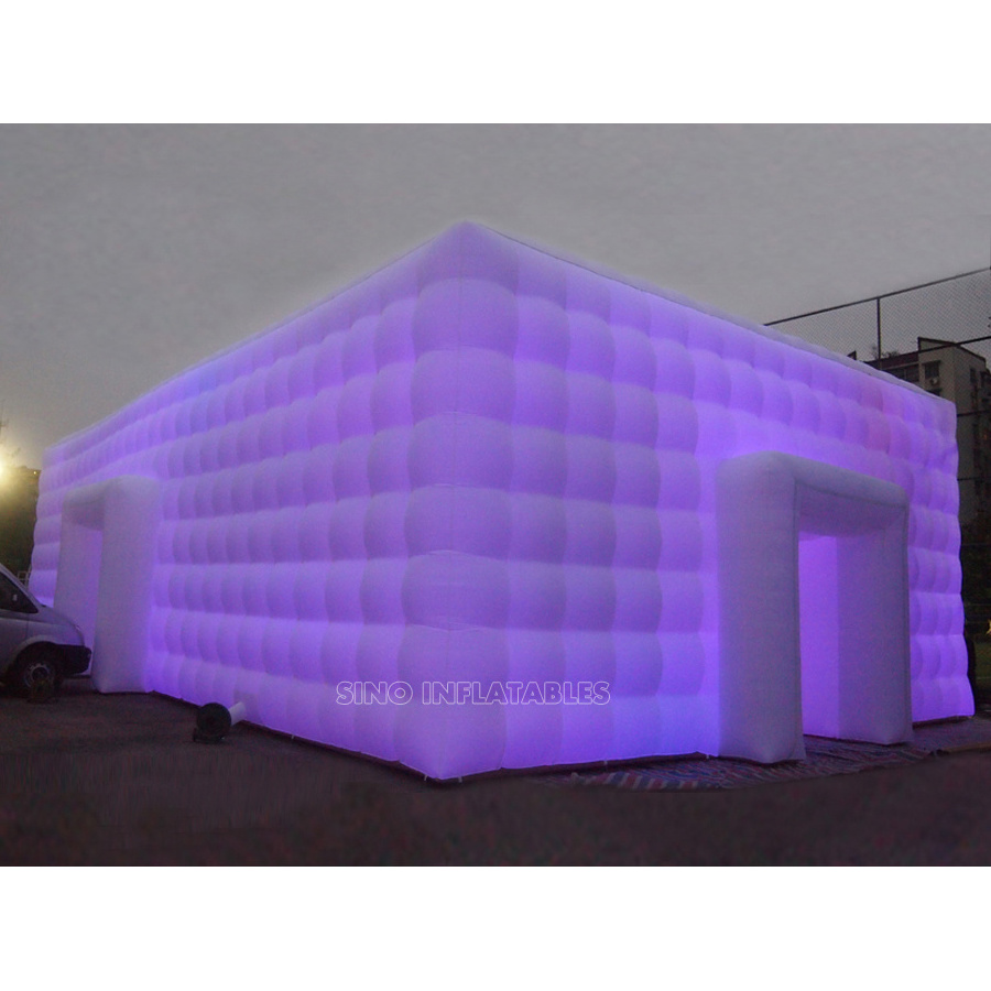 20x11m outdoor white large inflatable wedding party tent with LED lights N movable doors from Sino Inflatables factory