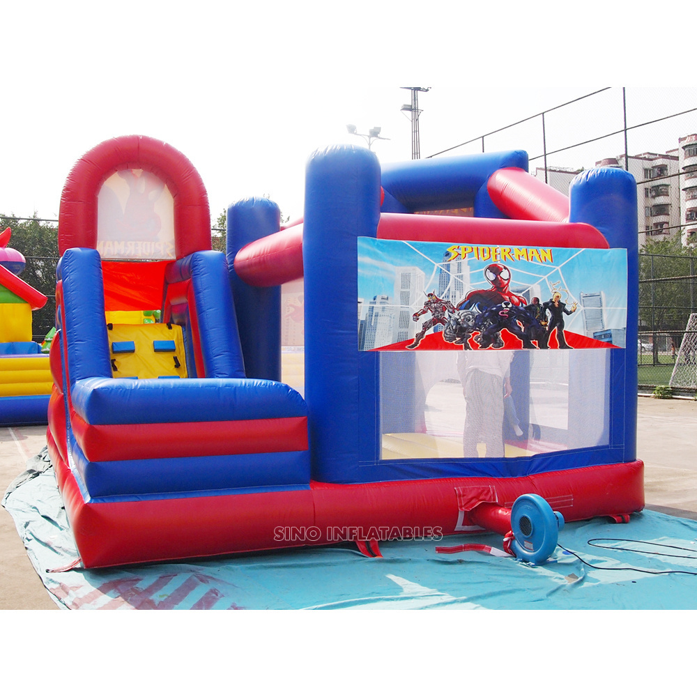 6x5m commercial grade kids spiderman castle inflatable bounce house with slide from China inflatable bouncer factory