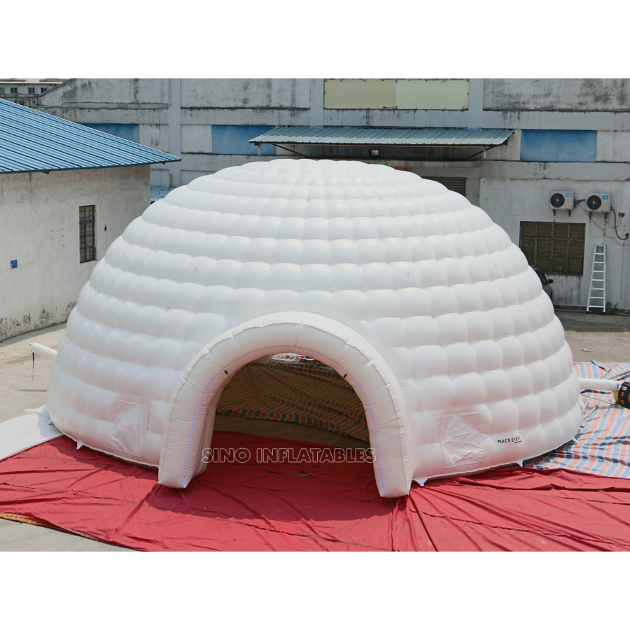 10 meters white large dome tent inflatable igloo with tunnel made of best PVC tarpaulin from Sino Inflatables factory