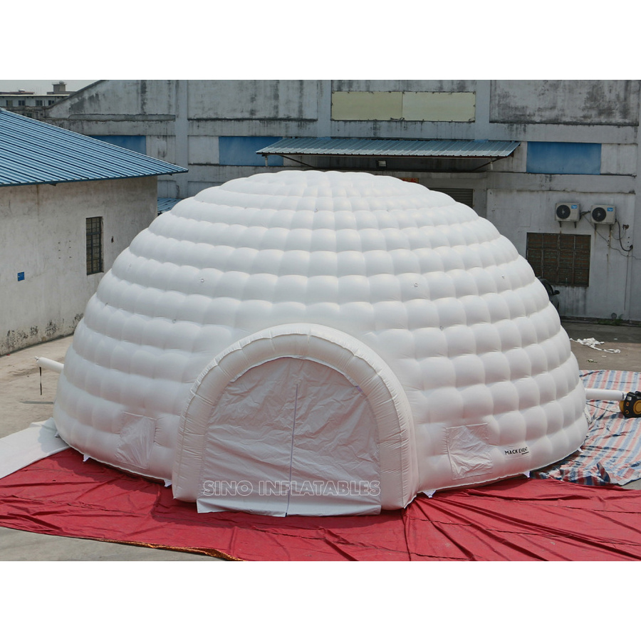 10 meters white large dome tent inflatable igloo with tunnel made of best PVC tarpaulin from Sino Inflatables factory