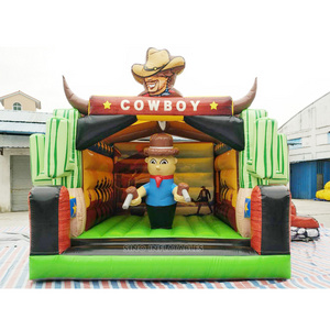 6x4.5 meters commercial grade kids cowboy inflatable bouncy castle with slide certified by EN14960 from China inflatable factory