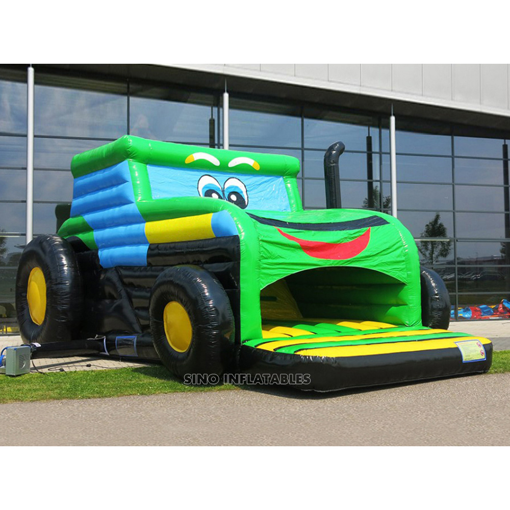 23x14' kids inflatable tractor bouncy castle with slide inside made of lead free material from Sino Inflatables