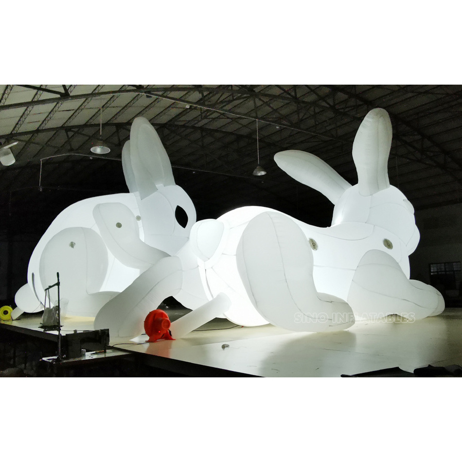 5 meters high big advertising inflatable rabbits with LED lights inside for grand ceremonies and promotions