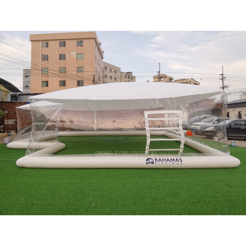 Outdoor complete transparent rectangular blow up inflatable pool cover from China inflatable pool dome manufacturer