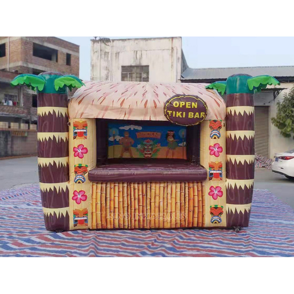 Outdoor promotion small inflatable tiki hut bar with digital printing for advertising or events from China inflatable factory