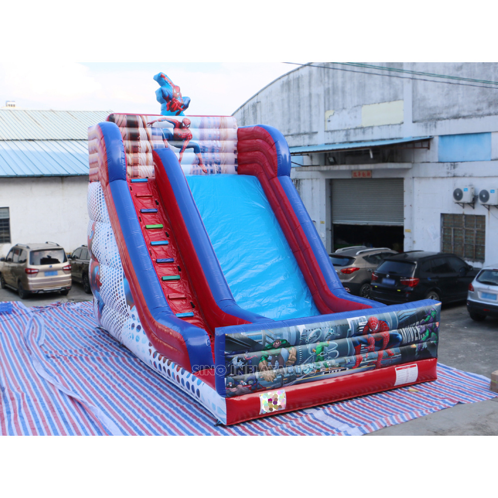 7 meters high kids inflatable spiderman slide with complete digital printing for outdoor parties