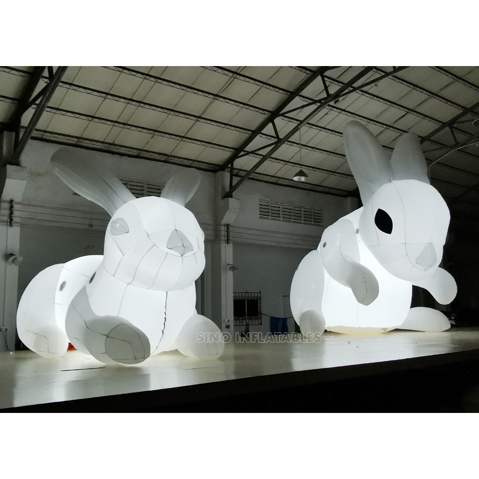 5 meters high big advertising inflatable rabbits with LED lights inside for grand ceremonies and promotions